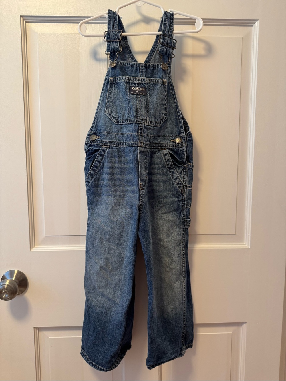 OshKosh B'gosh Blue Denim Toddler Overalls with Contrast Stitching
